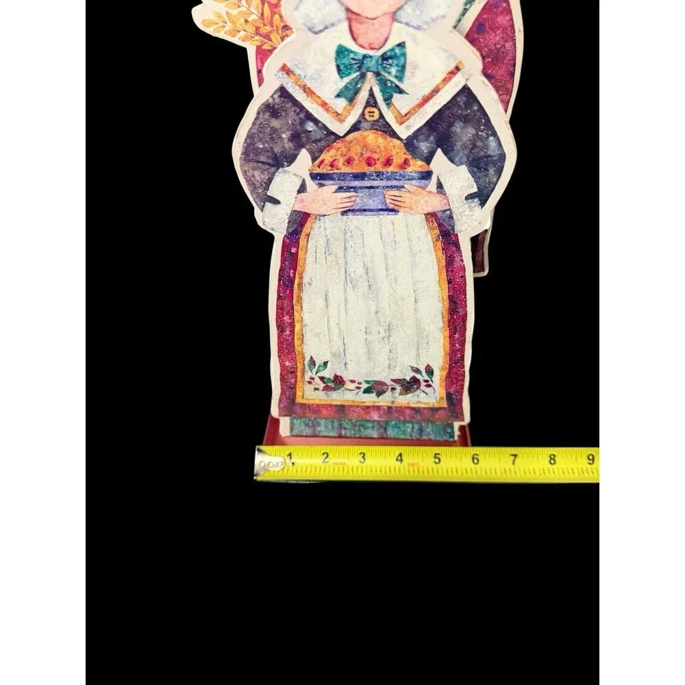 3 Vtg Hallmark Thanksgiving Pilgrims Turkey Die Cut Wooden Stand Decorations